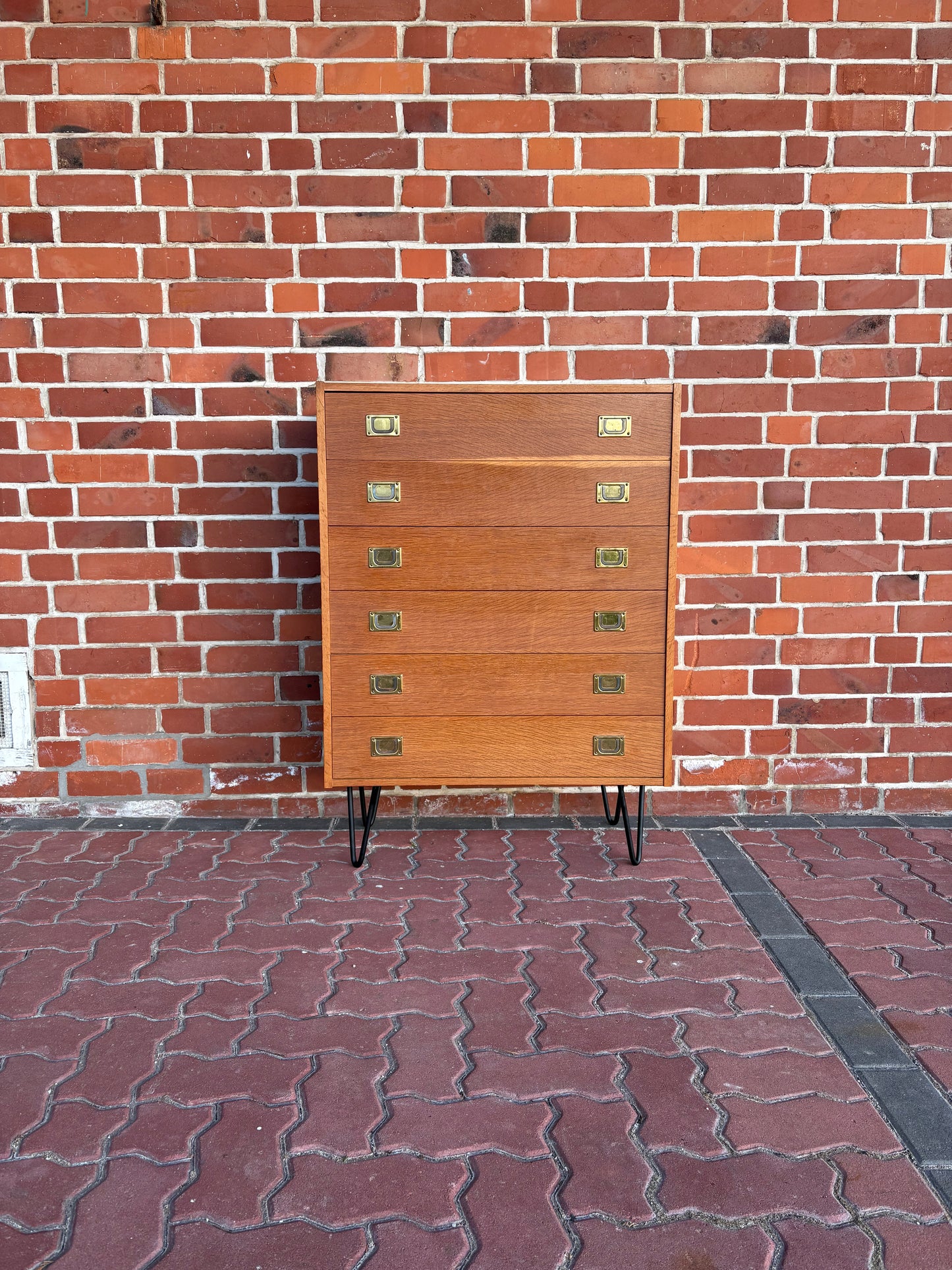 Vintage Kommode mit 6 Schubladen aus Eiche