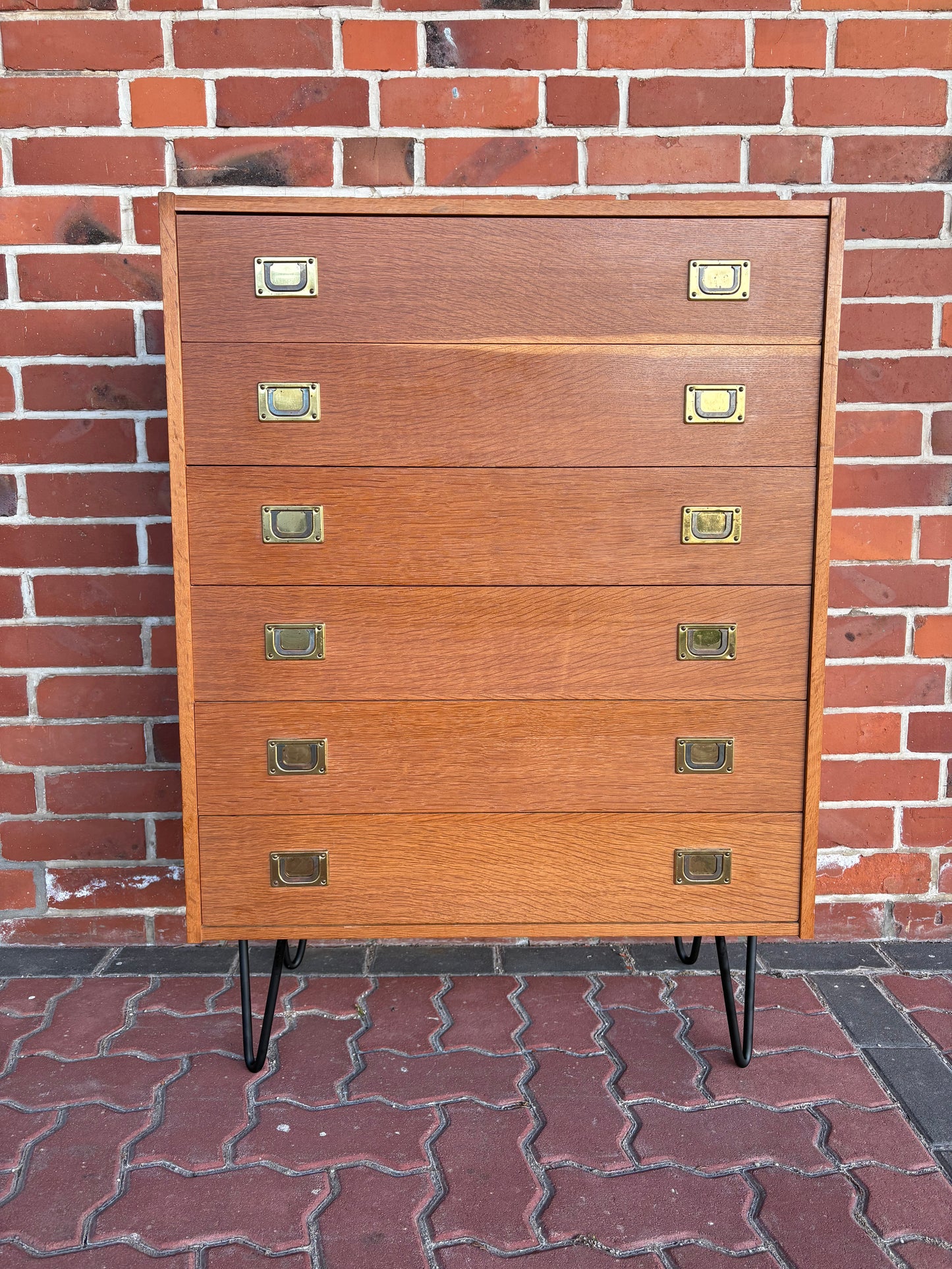 Vintage Kommode mit 6 Schubladen aus Eiche