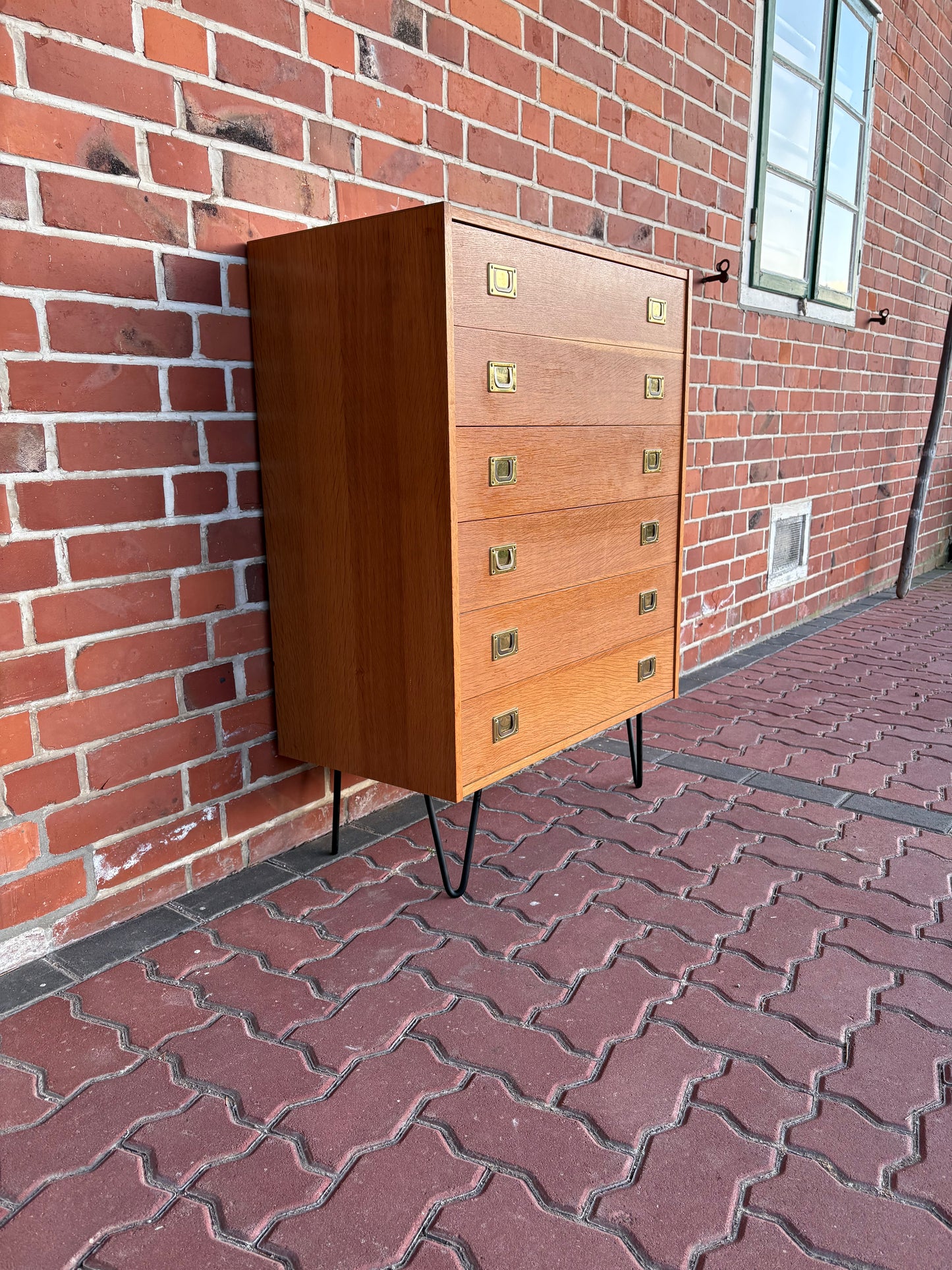 Vintage Kommode mit 6 Schubladen aus Eiche