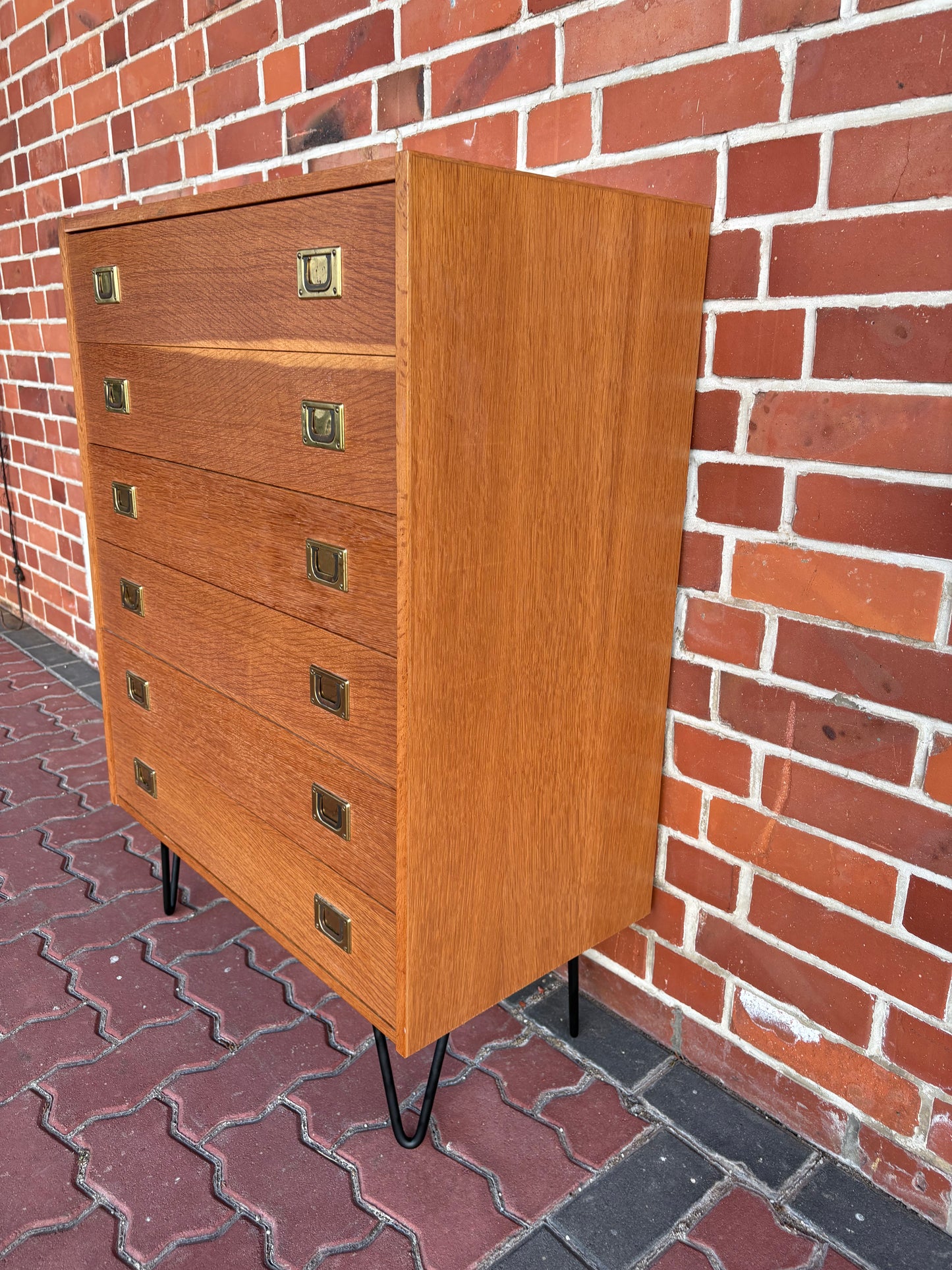 Vintage Kommode mit 6 Schubladen aus Eiche